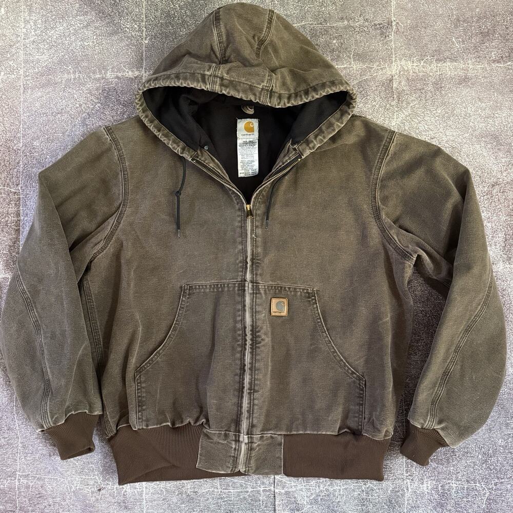 Men's Vintage Carhartt J25 Thermal Lined Sandstone CHT Brown Canvas Jacket Sz L